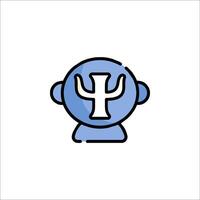 A blue robot head with a t on it vector
