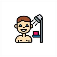 A man is taking a shower in the bathroom vector