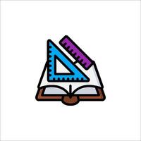 An open book with a ruler and pencil on it vector