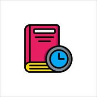 A clock and book icon on a white background vector