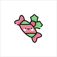 A cute candy with a green and pink bow on it vector