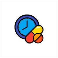 A clock and pills icon on a white background vector