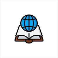 An open book with a globe on top vector