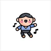 A cartoon character dancing with music notes vector