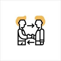 Two people shaking hands with a line icon vector