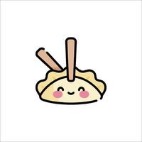 A cute little food with chopsticks on it vector