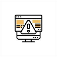 A computer monitor with a warning icon vector