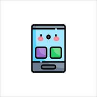 A cartoon phone with a smiley face on it vector