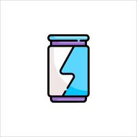 A can of soda with a broken bottle on top vector