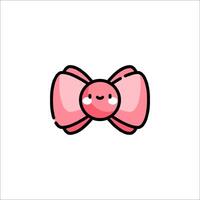 A pink bow with a smiley face on it vector