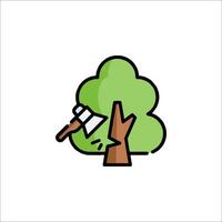 Tree cutting icon illustration vector