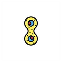 A yellow and blue fidget spinner with two eyes vector