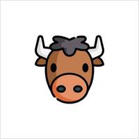 A cartoon bull head with horns on a white background vector