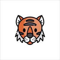 A tiger head icon in a flat style vector