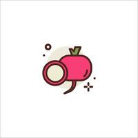 A pink radish icon with a circle around it vector