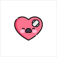 A cartoon heart with a bandage on it vector
