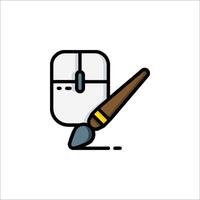 A mouse and a paintbrush icon on a white background vector