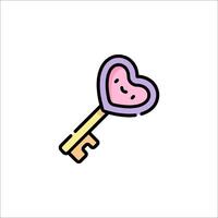 A key with a heart shape on it vector