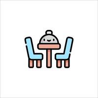 A cartoonish illustration of a table and chair vector