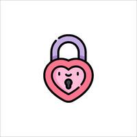 A pink heart shaped lock with a purple and pink background vector