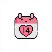 A calendar with a heart on it and the date 14 vector