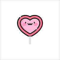 A pink heart shaped lollipop with a white background vector