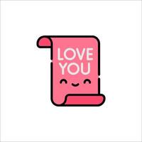 A pink paper with the words love you written on it vector