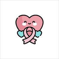 A cute pink heart with a ribbon around it vector