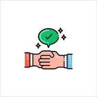 Handshake icon with green speech bubble vector