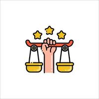 A hand holding a scale with five stars on it vector