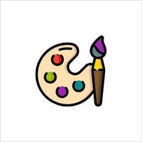 Paint brush and palette icon illustration vector