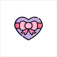 A heart shaped box with a bow on it vector