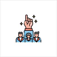 A group of people with their hands up in the air vector
