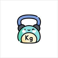 A cartoon weight lifting kettle with the word kg vector