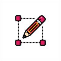 A pencil and a square with a line connecting them vector