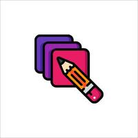 A pencil and a stack of paper icon vector