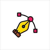 A yellow pen and a red dot on a white background vector
