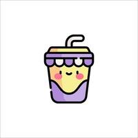 A drink cup with a smiley face on it vector