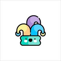 A colorful jester hat with a smiley face vector