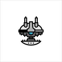 A pixel art spaceship icon vector