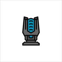 A black and blue robot with a blue light on it vector
