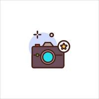 A camera icon with a star and a star vector