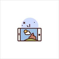 A phone with a mountain and clouds on it vector