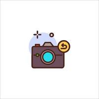 A camera icon with a coin on it vector