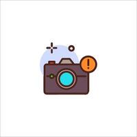A camera icon with a red circle and a yellow circle vector