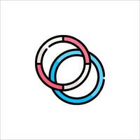 Two rings are shown in a line drawing vector