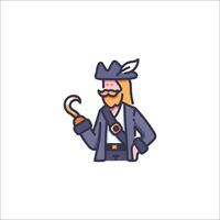A cartoon pirate with a hat and a cane vector
