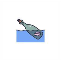 A bottle of wine floating in the ocean vector