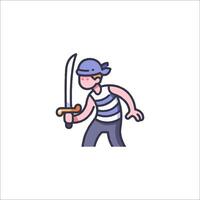 A pirate with a sword and hat icon vector