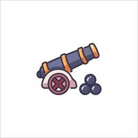 A cartoon cannon with a ball on top vector